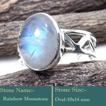 Rainbow Moonstone Cab F - SCR835-Awesome Look Handmade 925 Silver Cut Gemstone Rings Rainbow Moonstone Cab F - SCR835-Awesome Look Handmade 925 Silver Cut Gemstone Rings