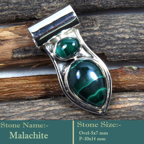 Malachite Cab B - SD596-Fashionable Cab Gemstone 925 Sterling Silver Designer Pend