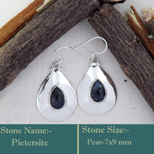 Pietersite Cab F - SDE741-925 Sterling Silver Gorgeous Look Semiprecious Gemstone H