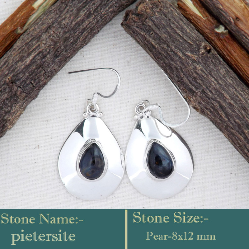 Pietersite Cab J - SDE741-925 Sterling Silver Gorgeous Look Semiprecious Gemstone H