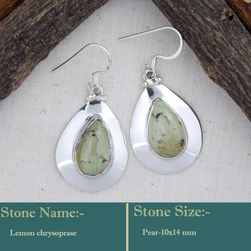 Lemon Chrysoprase Cab K - SDE741-925 Sterling Silver Gorgeous Look Semiprecious Gemstone H