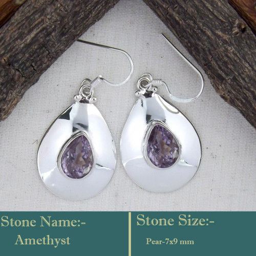 Amethyst Cut M - SDE741-925 Sterling Silver Gorgeous Look Semiprecious Gemstone H