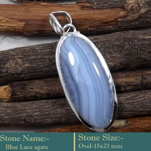 Blue Lace Agate Cab D - ISP705-Lovely Design 925 Sterling Silver Cab Gemstone Wholesale