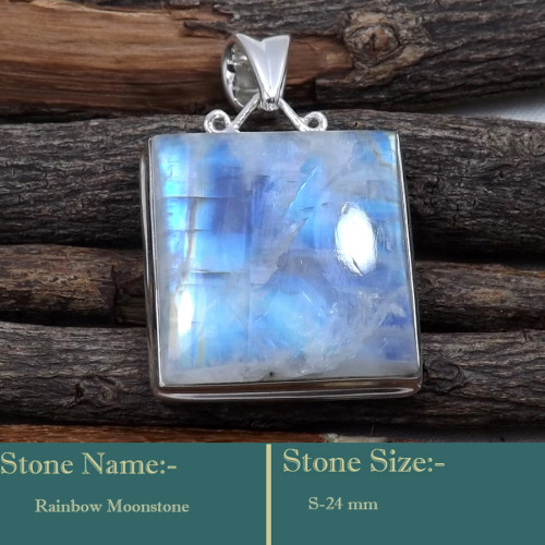 Rainbow Moonstone Cab H - ISP705-Lovely Design 925 Sterling Silver Cab Gemstone Wholesale