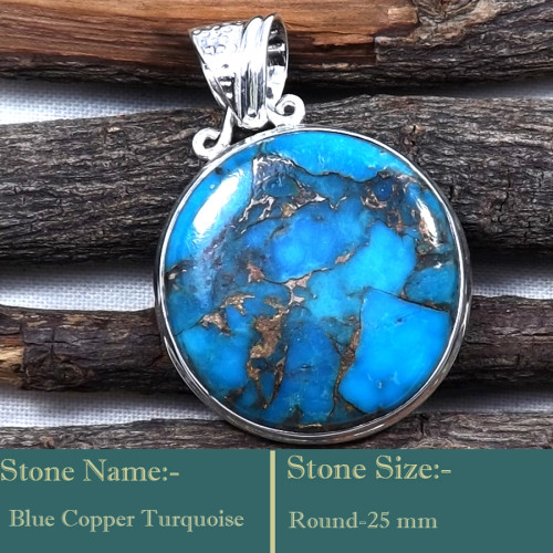 Blue Copper Turquoise Cab B - ISP704-Glorious Look Cab Gemstones 925 Sterling Silver Designer