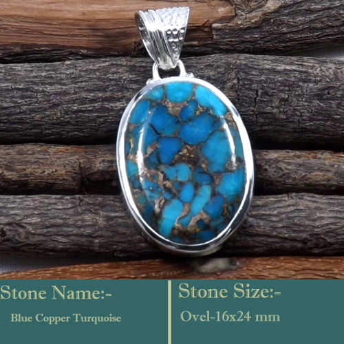 Blue Copper Turquoise Cab F - ISP704-Glorious Look Cab Gemstones 925 Sterling Silver Designer
