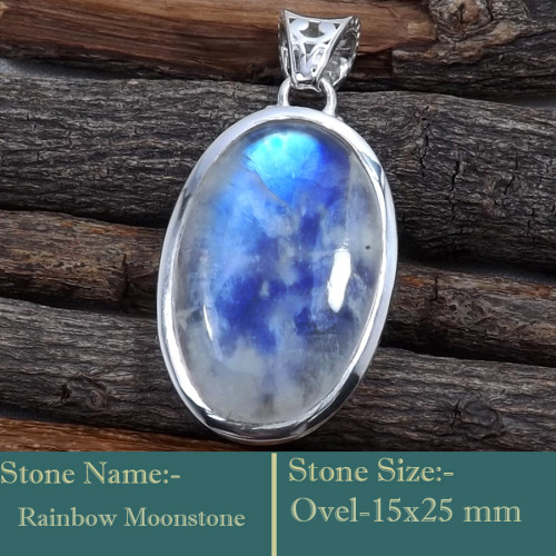 Rainbow Moonstone Cab I - ISP704-Glorious Look Cab Gemstones 925 Sterling Silver Designer