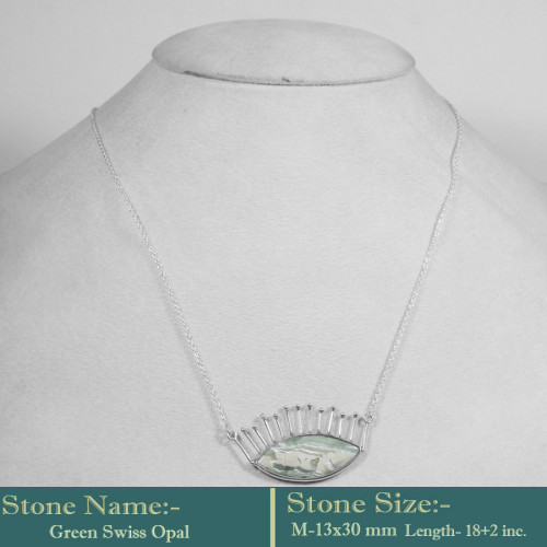 Green Swiss Opal Cab D - BZN986-Fashionable Designer 925 Solid Sterling Silver Made Bezal