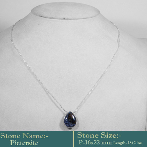 Pietersite Cab A - BZN985-Awesome Collection 925 Sterling silver Bejal Necklace wit