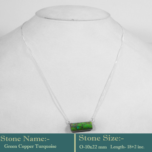 Green Copper Turquoise Cab B - BZN985-Awesome Collection 925 Sterling silver Bejal Necklace wit