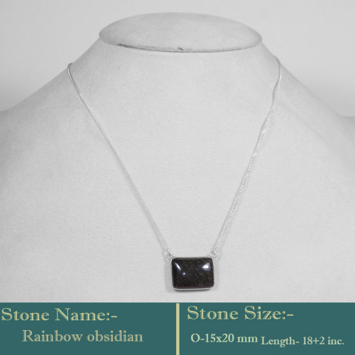 Rainbow Obsidian Cab D - BZN985-Awesome Collection 925 Sterling silver Bejal Necklace wit