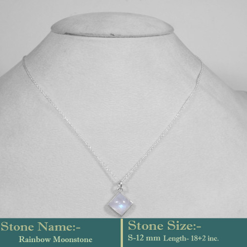Rainbow Moonstone Cab I - BZN985-Awesome Collection 925 Sterling silver Bejal Necklace wit