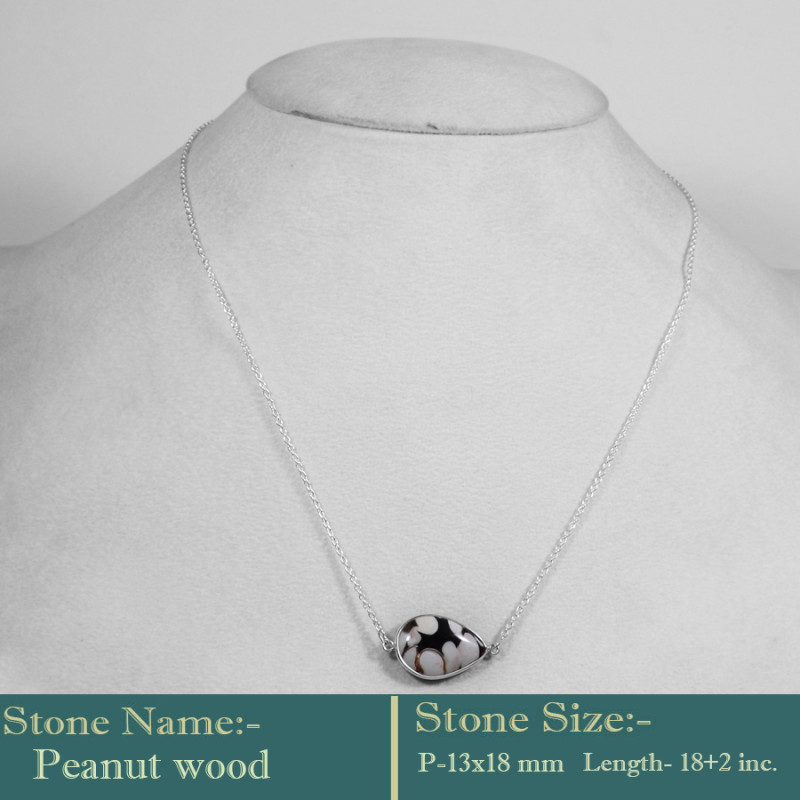 Peanut Wood Cab G - BZN984-Gorgeous Look Solid 925 Sterling silver with Gemstones Be