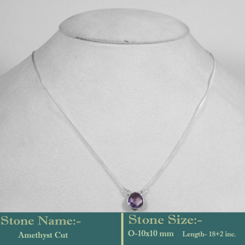 Amethyst Cut H - BZN983-Solid 925 Sterling Silver Awesome Semiprecious Cut Gemsto