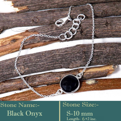 Black Onyx Cut O - SBB894-Fashionable 925 Sterling Silver Party Wear Cut Gemstone B