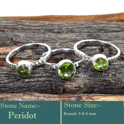 Peridot Cut C - STK946-Glorious Look Handmade 925 Silver Three Cut Gemstone Stac
