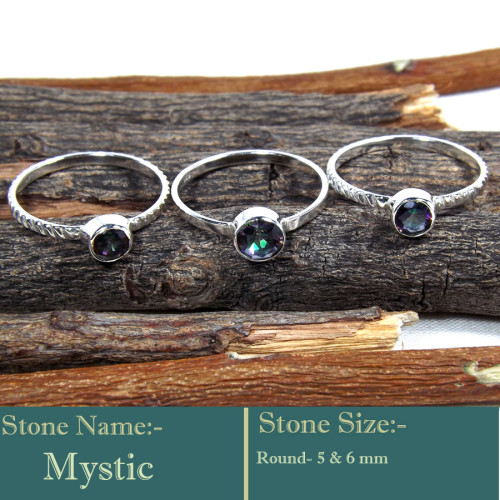 Mystic Cut D - STK946-Glorious Look Handmade 925 Silver Three Cut Gemstone Stac