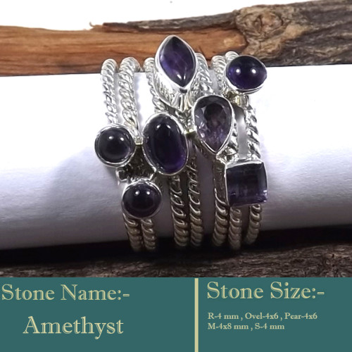 Amethyst Cab C - STK945-Stunning Cab Gemstone 925 Sterling Silver Handmade Party