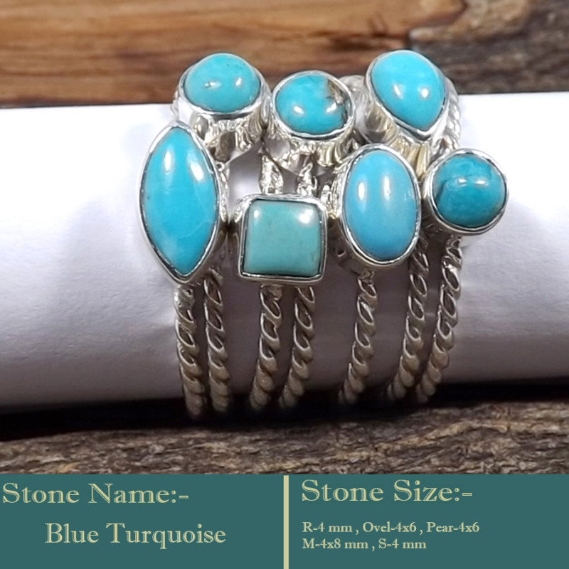 Blue Turquoise Cab D - STK945-Stunning Cab Gemstone 925 Sterling Silver Handmade Party