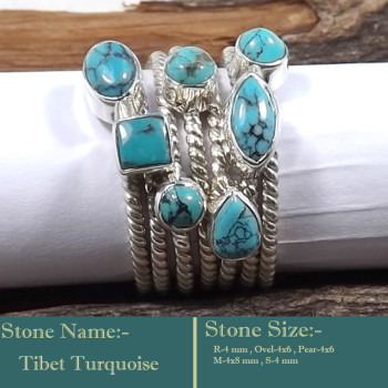Tibet Turquoise Cab E - STK945-Stunning Cab Gemstone 925 Sterling Silver Handmade Party