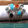 Amethyst, Blue Topaz, Blue Turquoise & Carnelian Cut F - STK944-Fabulous Look Stacking Cut Gemstone 925 Sterling Silver W