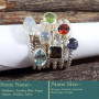 Rainbow, Smokey, Blue Topaz, Garnet, Peridot & Iolite Cut O - STK944-Fabulous Look Stacking Cut Gemstone 925 Sterling Silver W