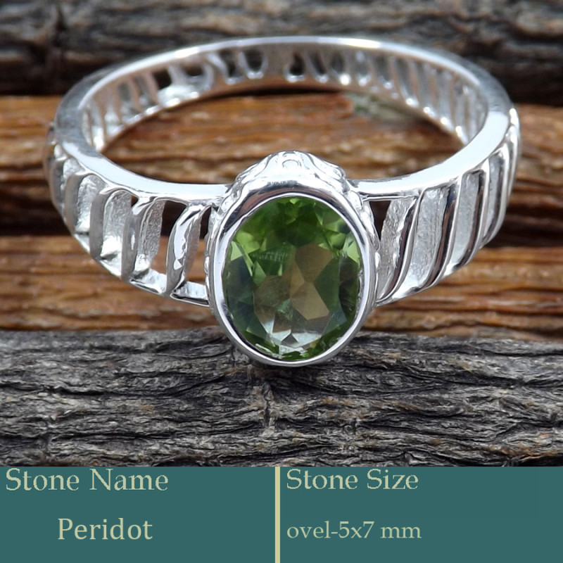 Peridot Cut C - SCR818-Fabulous Look Cut Gemstone Solid 925 Silver Casting Ring