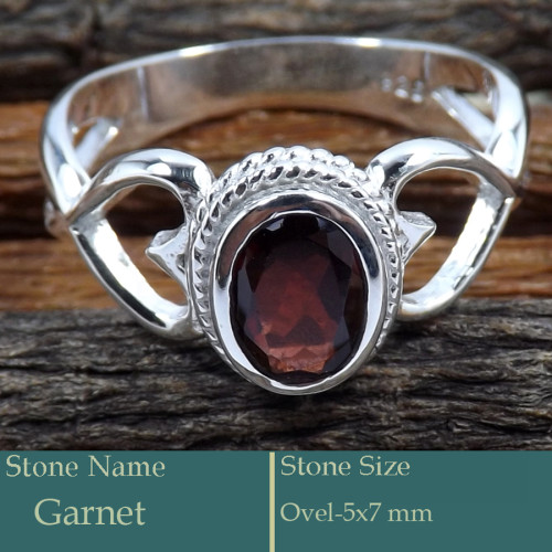 Garnet Cut F - SCR817-Attractive Design 925 Silver Casting Ring Cut Gemstone Wh