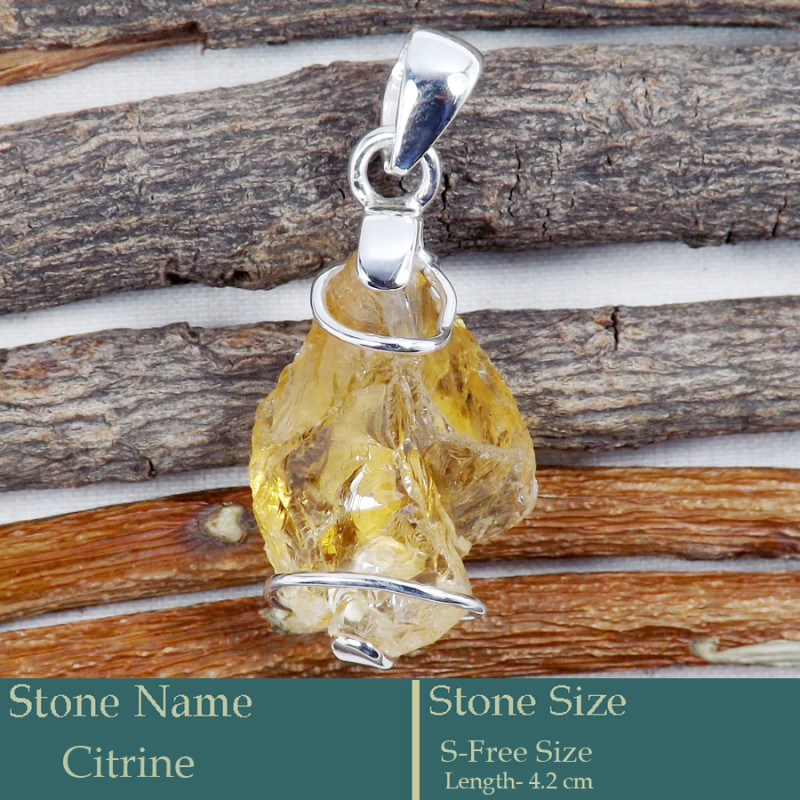 Citrine Rough B - RPP986-925 Silver Pendant Latest Collection Rough Gemstone Whole
