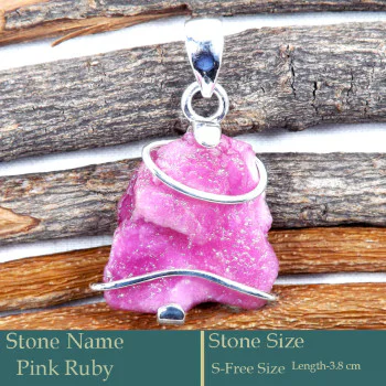 Pink Ruby Rough E - RPP985-Gorgeous New Rough Gemstone 925 Silver Pendant Wholesale Pink Ruby Rough E - RPP985-Gorgeous New Rough Gemstone 925 Silver Pendant Wholesale