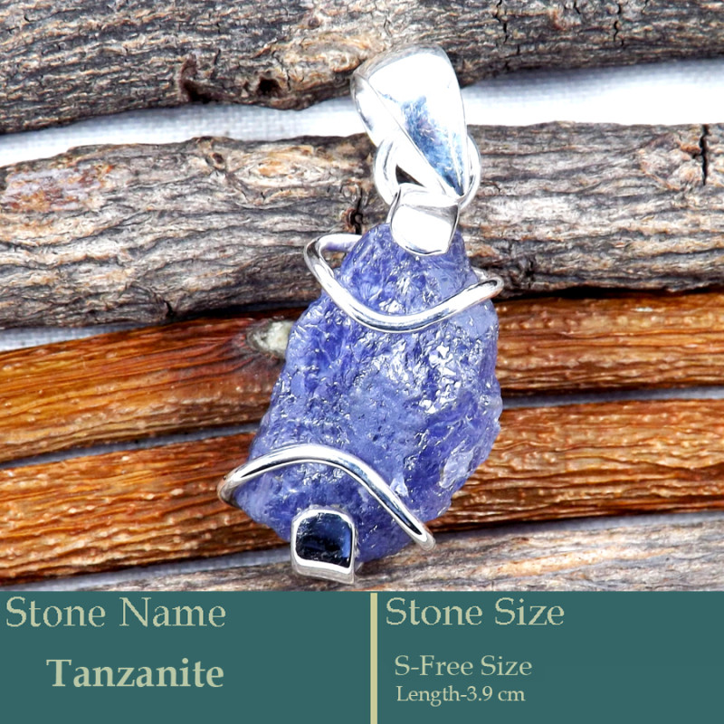 Tanzanite Rough F - RPP985-Gorgeous New Rough Gemstone 925 Silver Pendant Wholesale