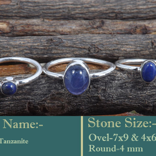 Lapis & Tanzanite Cab B - STK943-925 Silver Handmade Stacking Ring Glorious Look Gemstone