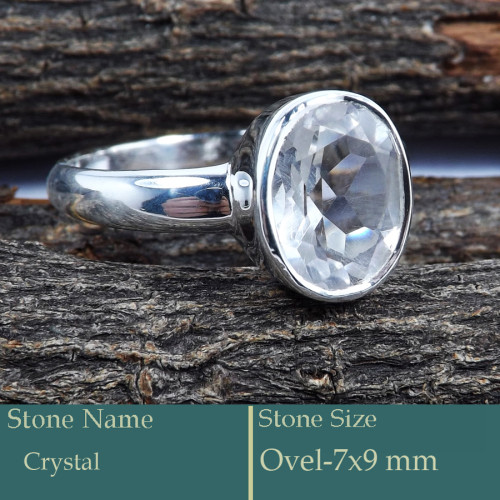 Crystal Cut C - PSR765-925 Silver Ring Faceted Cut Gemstone Trendy Look Wholesal