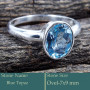 Blue Topaz Cut I - PSR765-925 Silver Ring Faceted Cut Gemstone Trendy Look Wholesal
