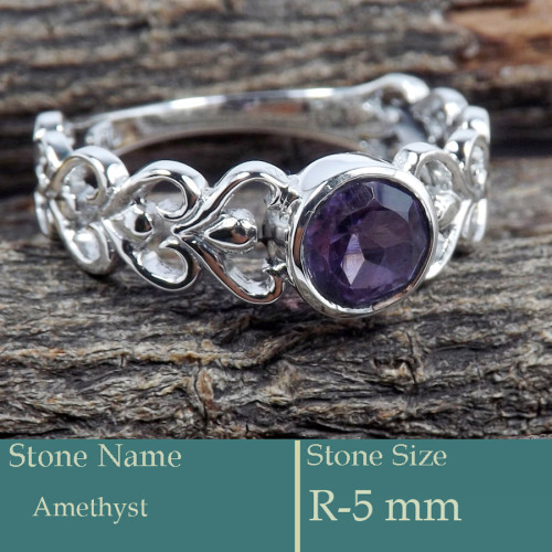 Amethyst Cut A - SCR810-Superb Design 925 Silver Ring Cut Gemstone Wholesale Indi