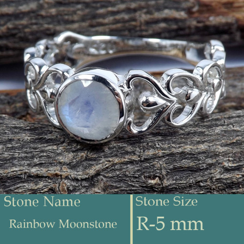 Rainbow Moonstone Cut B - SCR810-Superb Design 925 Silver Ring Cut Gemstone Wholesale Indi