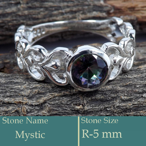 Mystic Cut C - SCR810-Superb Design 925 Silver Ring Cut Gemstone Wholesale Indi