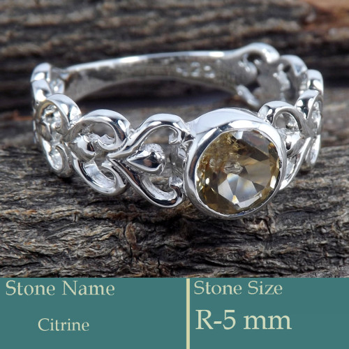 Citrine Cut F - SCR810-Superb Design 925 Silver Ring Cut Gemstone Wholesale Indi