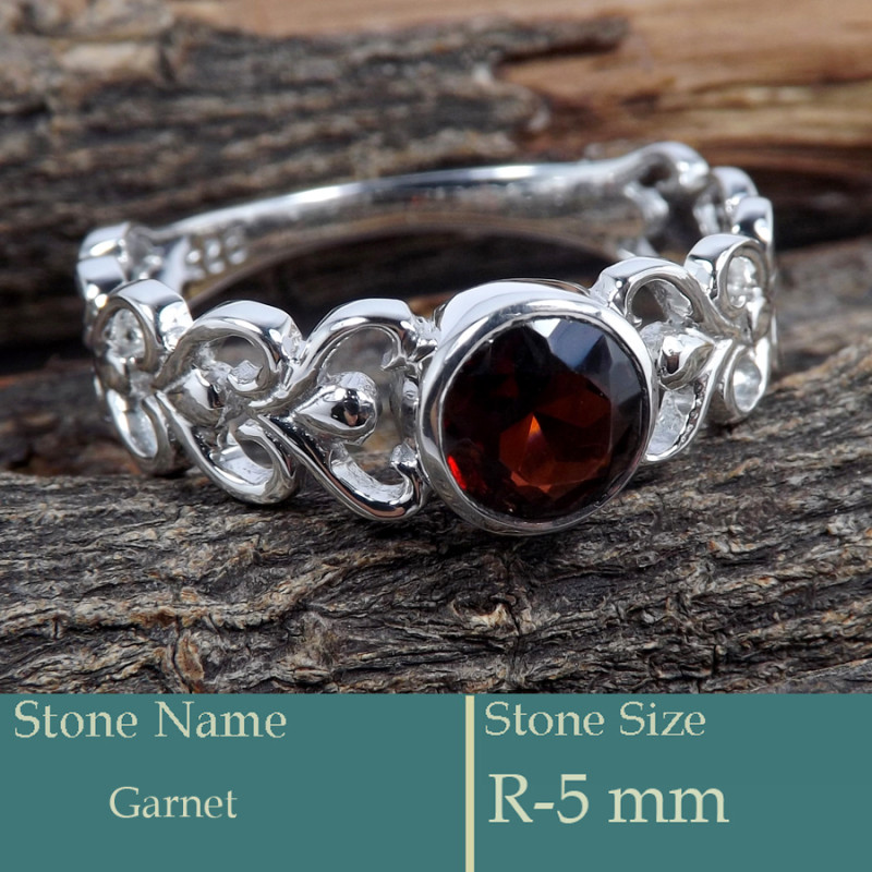 Garnet Cut G - SCR810-Superb Design 925 Silver Ring Cut Gemstone Wholesale Indi