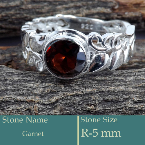 Garnet Cut K - SCR810-Superb Design 925 Silver Ring Cut Gemstone Wholesale Indi