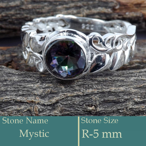 Mystic Cut L - SCR810-Superb Design 925 Silver Ring Cut Gemstone Wholesale Indi