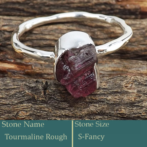 Tourmaline Rough F - SRR988-Exclusive Pretty Rough Gemstone 925 Silver Ring Wholesale