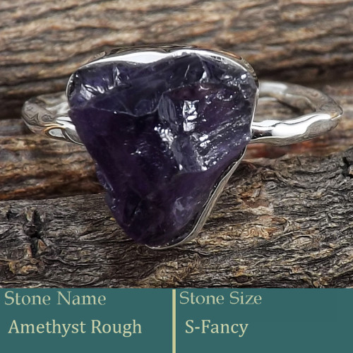 Amethyst Rough G - SRR988-Exclusive Pretty Rough Gemstone 925 Silver Ring Wholesale
