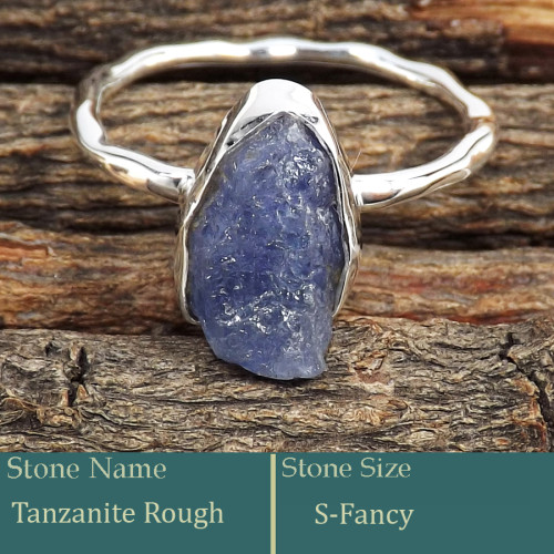 Tanzanite Rough B - SRR987-Charming Party Wear 925 Silver Ring Rough Gemstone Wholes