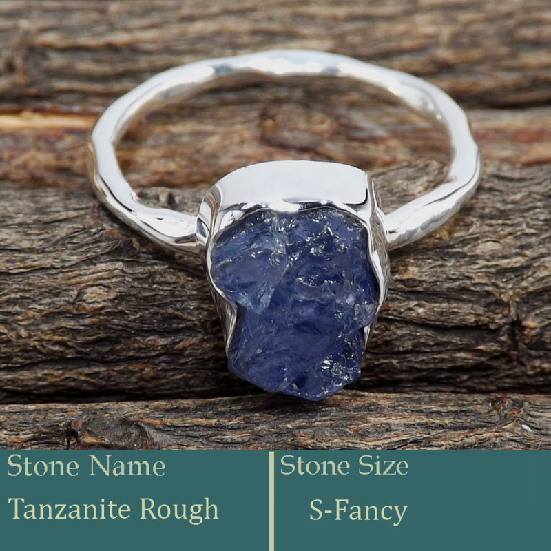 Tanzanite Rough C - SRR987-Charming Party Wear 925 Silver Ring Rough Gemstone Wholes