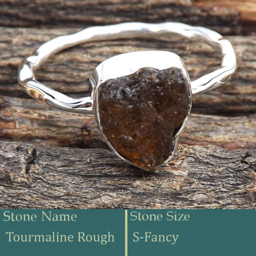 Tourmaline Rough K - SRR987-Charming Party Wear 925 Silver Ring Rough Gemstone Wholes