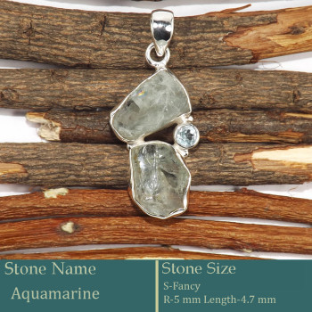 Aquamarine Rough F - RPP984-Excellent Look Rough Gemstone Pendant 925 Silver Wholesal