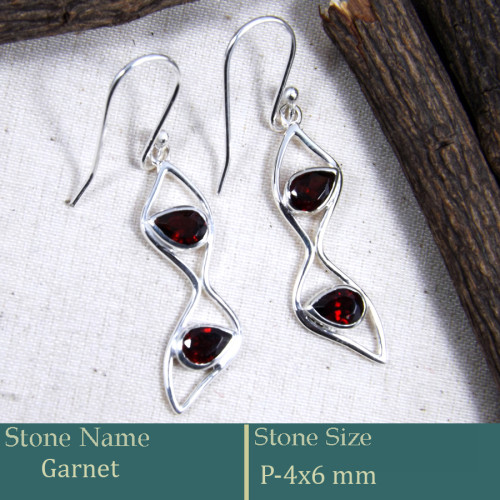Garnet Cut E - CES950-Fabulous 925 Silver Casting Earring Cut Gemstone Made in