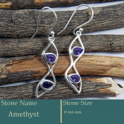 Amethyst Cut F - CES950-Fabulous 925 Silver Casting Earring Cut Gemstone Made in
