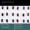 9 Pair Amethyst Cab A - SSE851-4x6mm Oval 9 Pair Lots Stud Earrings Cab Gemstone 925 Sil
